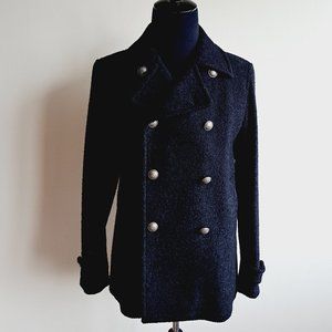 NEW Tagliatore Men's Black Notched-Lapels Double-Breasted Coat Size 52